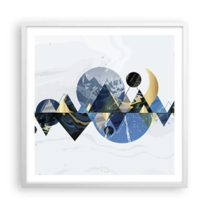 Plagát v bielom ráme - Geometrická krajina - 60x60 cm