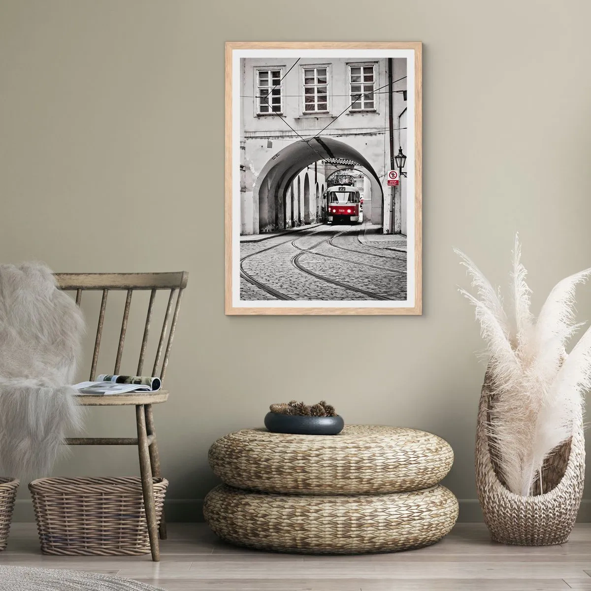 Plagát v ráme zo svetlého duba - Mestským labyrintom - 50x70 cm