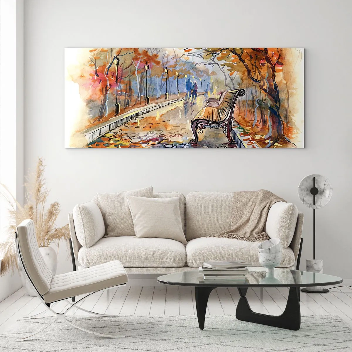 Obraz na skle - Spoločne putovať jeseňou - 100x40 cm