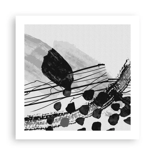 Plagát - Čiernobiela organická abstrakcia - 50x50 cm