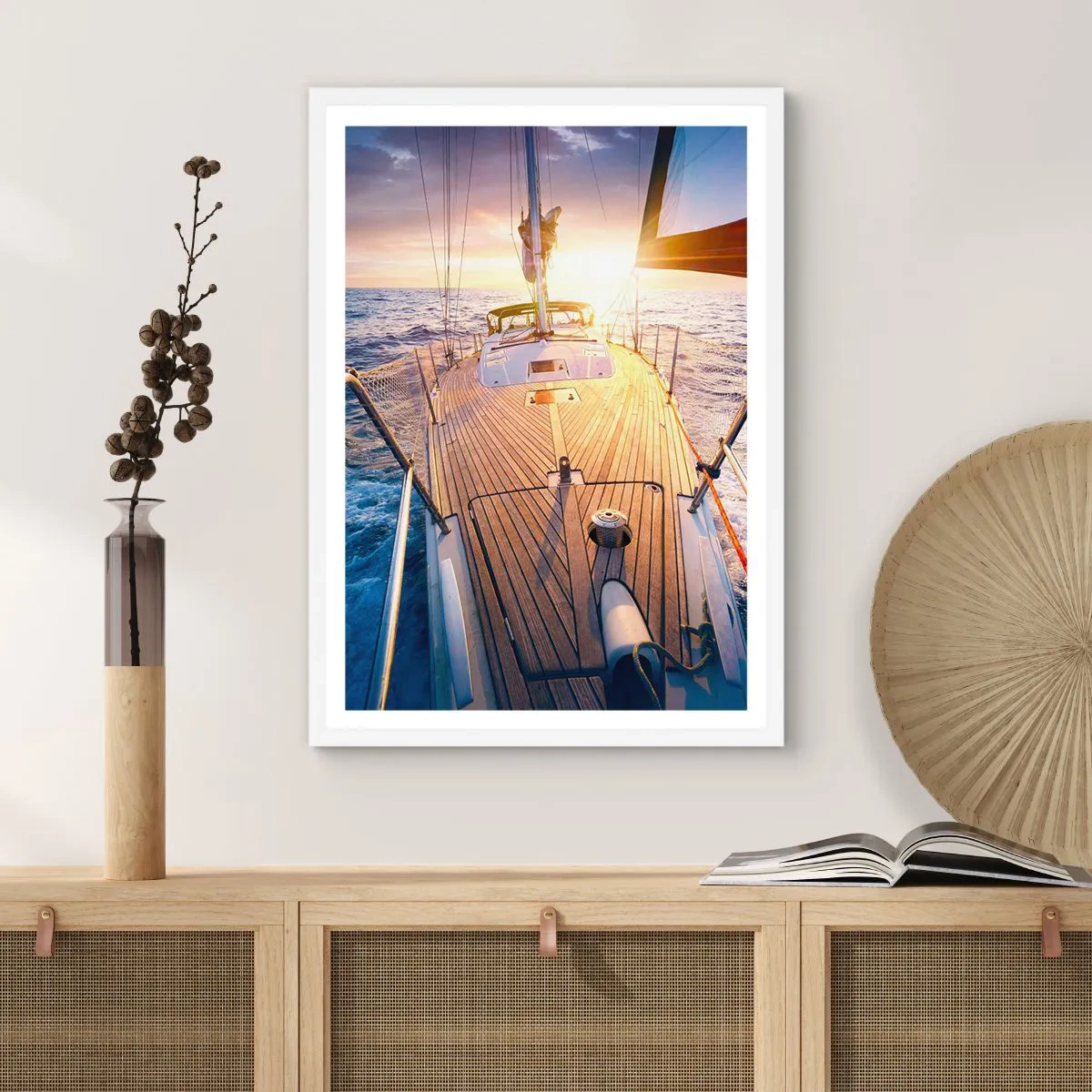 Plagát v bielom ráme - Bežiaca po vlnách - 61x91 cm