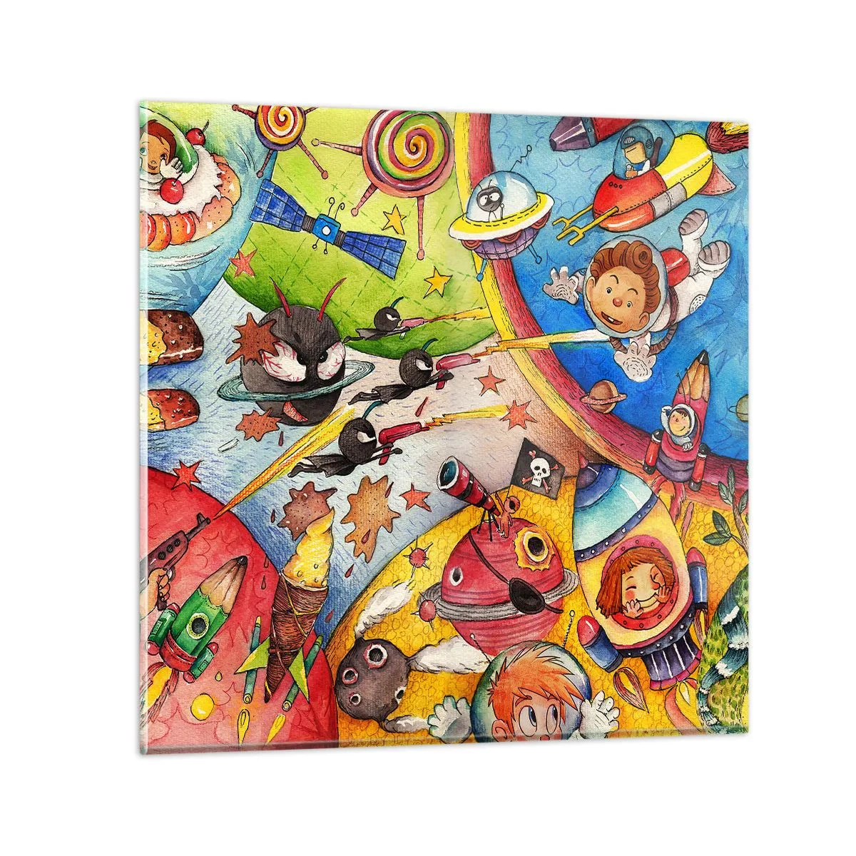 Obraz na skle - Veľké vesmírne dobrodružstvo - 70x70 cm