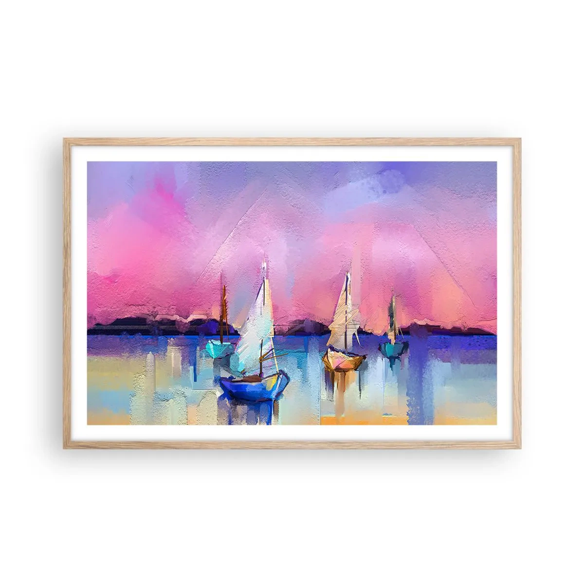 Plagát v ráme zo svetlého duba - Smer: široká voda - 91x61 cm