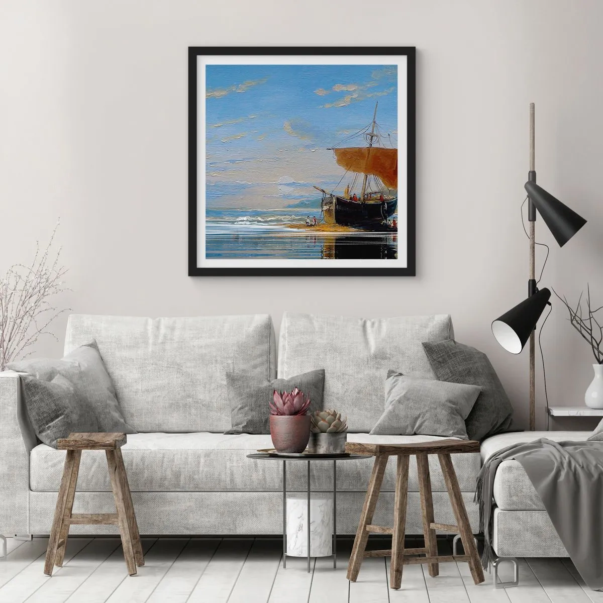 Plagát v čiernom ráme - Voda, zem, vzduch - 60x60 cm