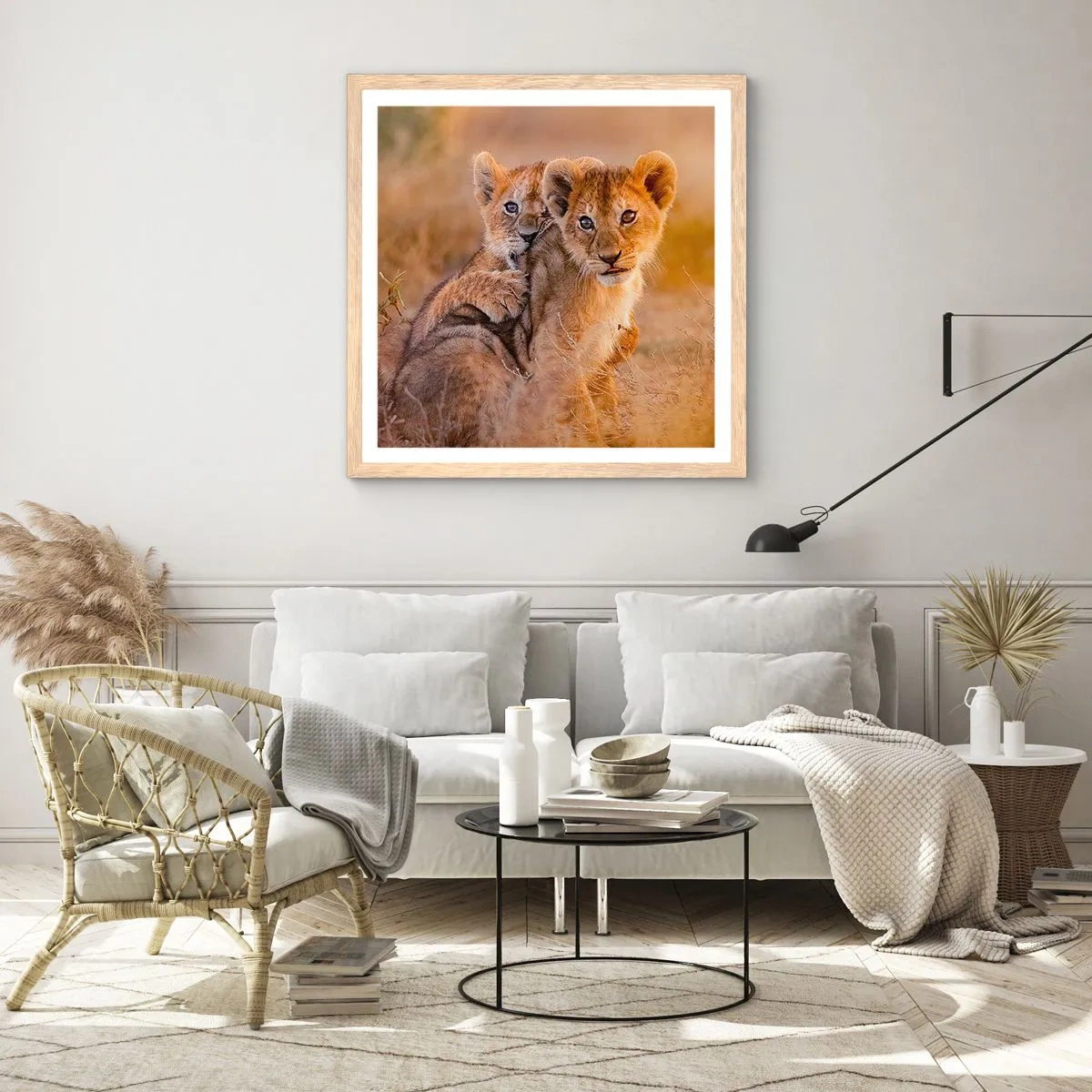 Plagát v ráme zo svetlého duba - Nevyrušovať! Hrajme sa - 40x40 cm