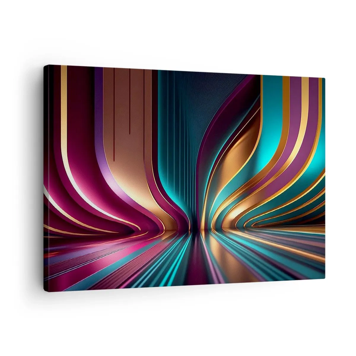 Obraz na plátne - Futuristická abstrakcia s intenzívnymi farbami a krivkami - 70x50cm - Architektúra svetla - Moderná nástenná dekorácia do obývacej izby a spálne ARTTOR