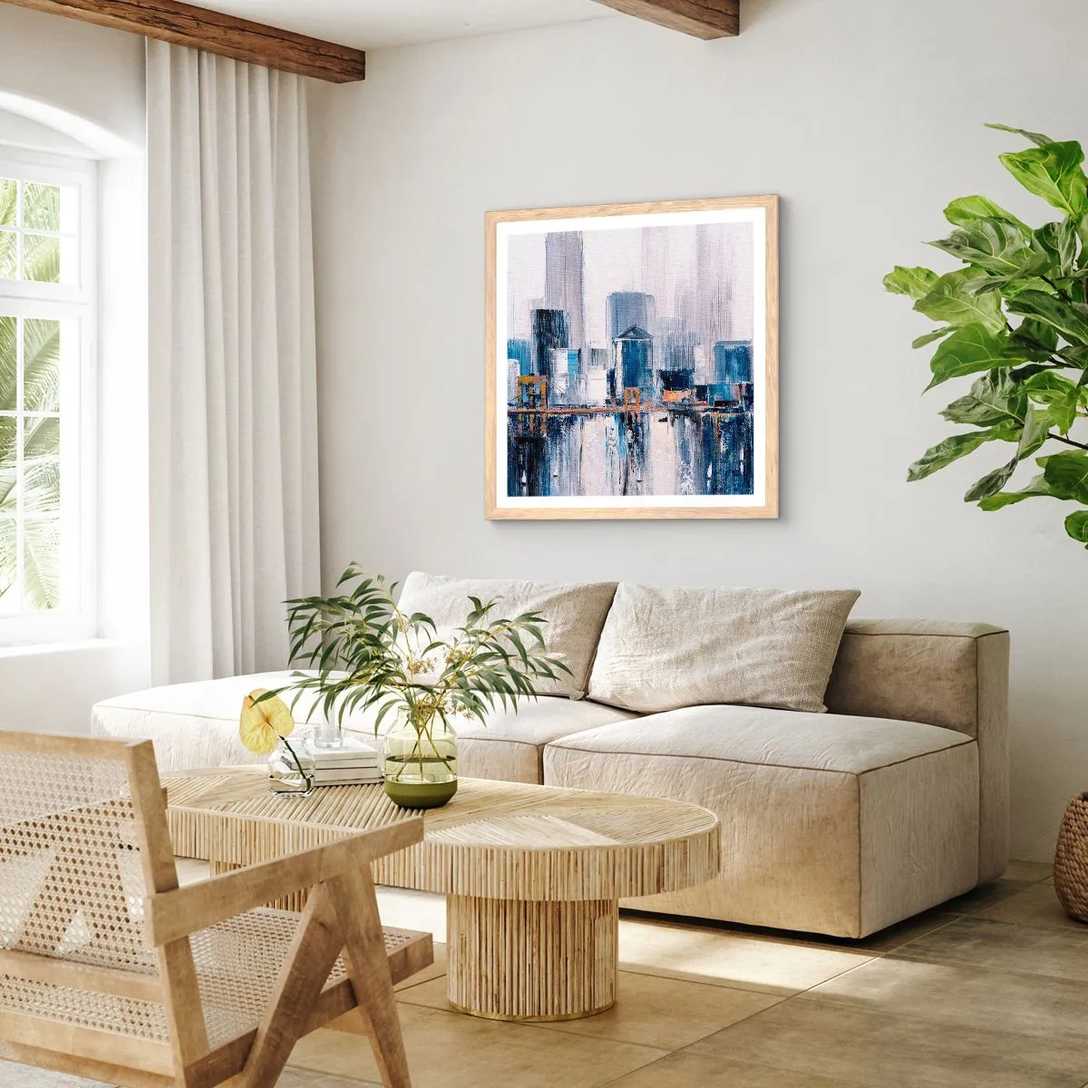 Plagát v ráme zo svetlého duba - Newyorská impresia - 40x40 cm