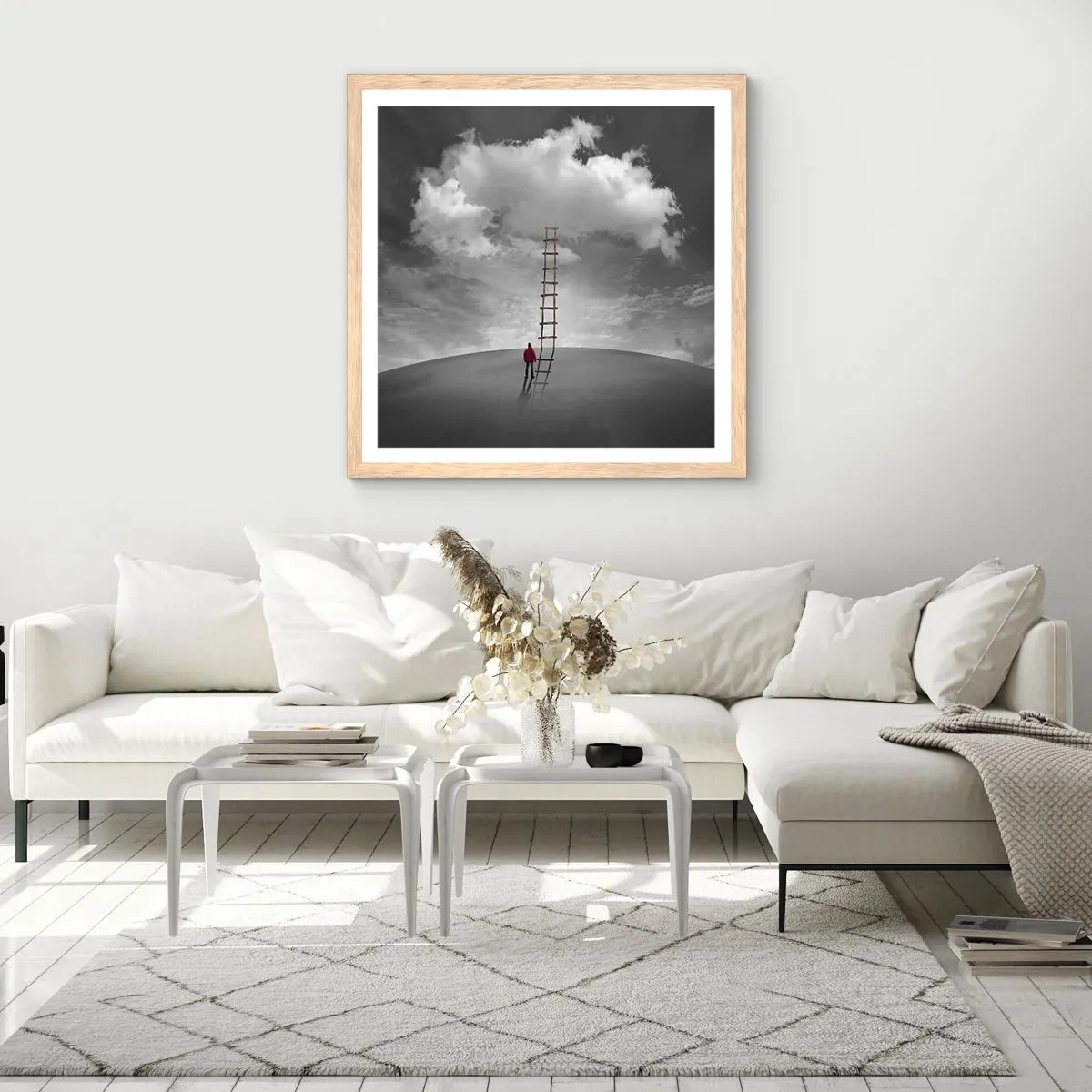 Plagát v ráme zo svetlého duba - Všetko je možné - 50x50 cm