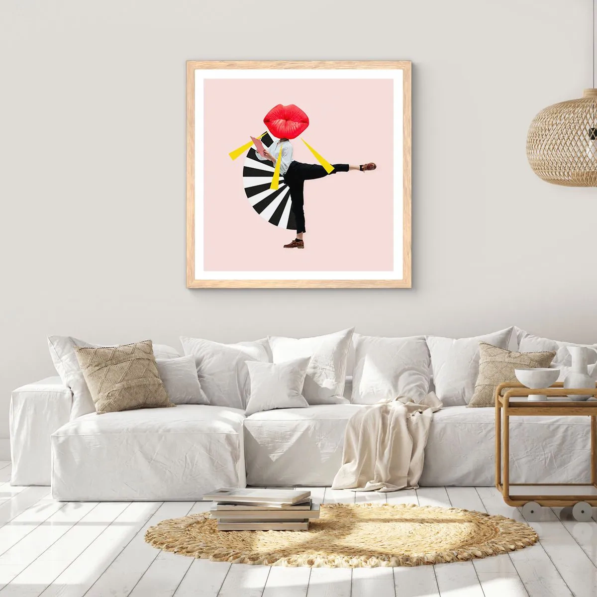 Plagát v ráme zo svetlého duba - Surrealistický pop-art - 30x30 cm
