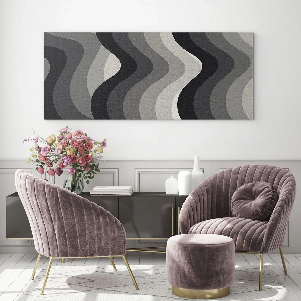 Obraz na skle - Vlna za vlnou - 90x30 cm