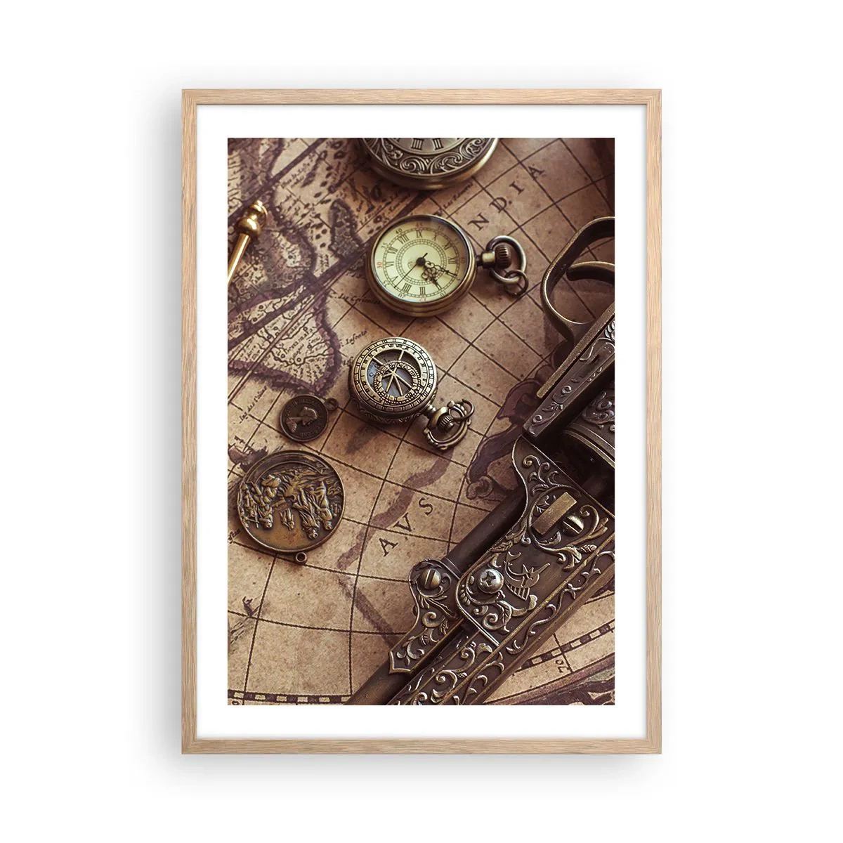 Plagát v ráme zo svetlého duba - Dobrodružstvo volá - 50x70 cm