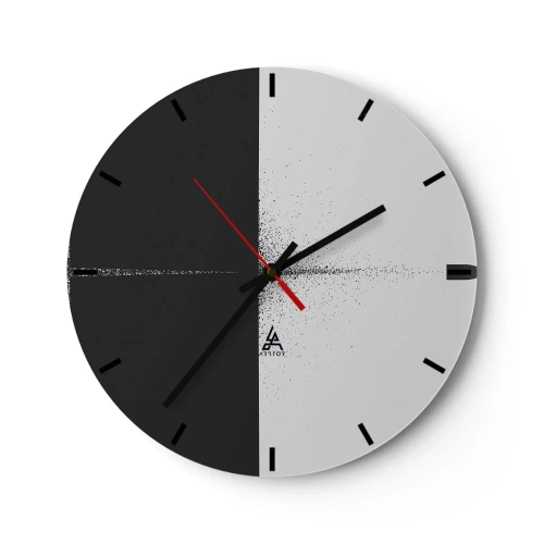 Nástenné hodiny - Minimalistická abstrakcia v čiernej a bielej farbe - 30x30cm - Priamo k cieľu - Moderná nástenná dekorácia do obývacej izby, kuchyne a spálne ARTTOR