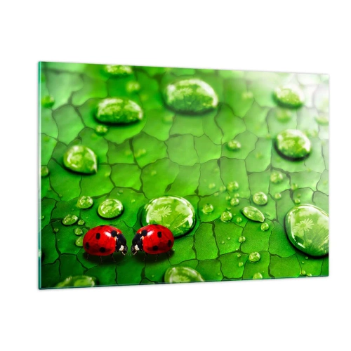 Obraz na skle - Stretnutie v zeleni - 120x80 cm