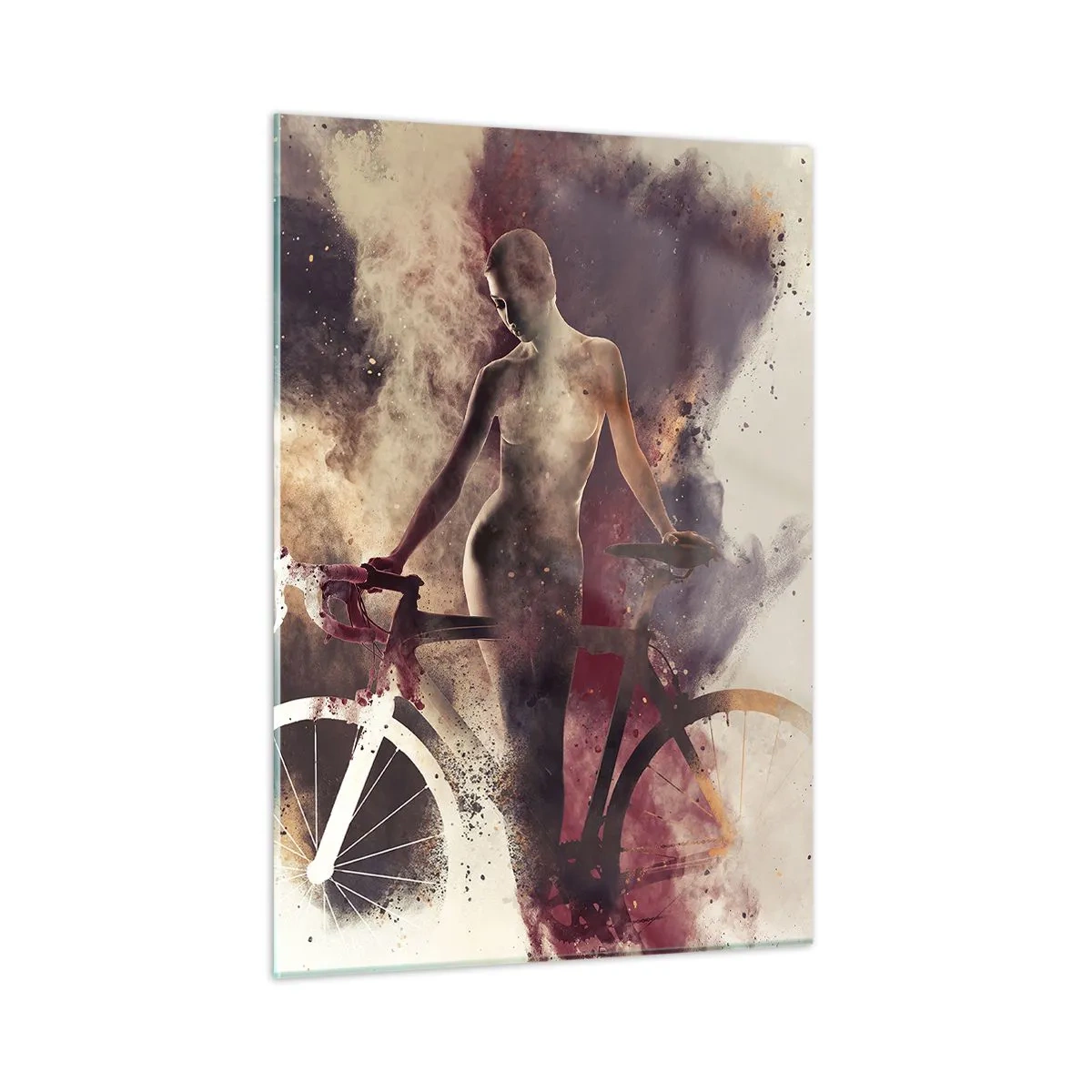 Obraz na skle - Cyklistická duša v mramorových tvaroch - 50x70 cm
