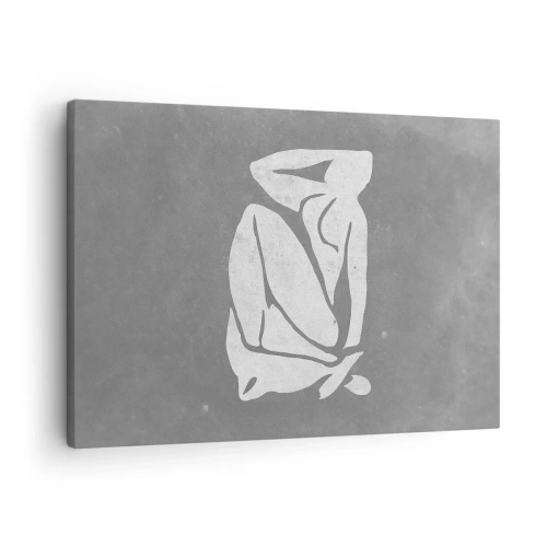 Obraz na plátne - Minimalistická silueta kresby na sivom pozadí - 70x50cm - V zádumčivosti - Moderná nástenná dekorácia do obývacej izby a spálne ARTTOR