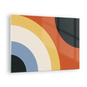 Obraz na skle - Abstraktné farebné oblúky na sklenenom pozadí - 70x50cm - K sebe samému - Moderná nástenná dekorácia do obývacej izby a spálne ARTTOR