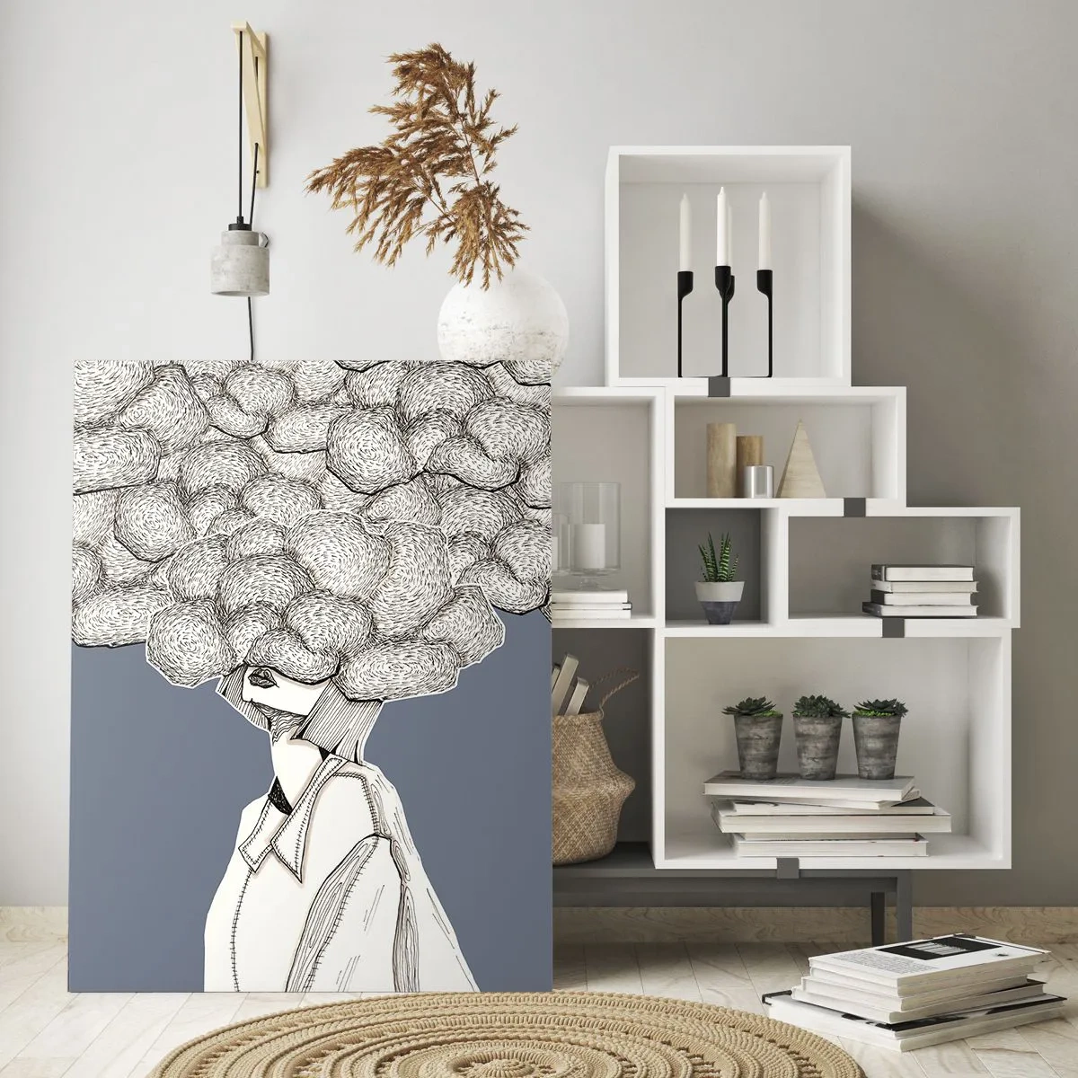 Obraz na skle - S hlavou v oblakoch - 50x70 cm