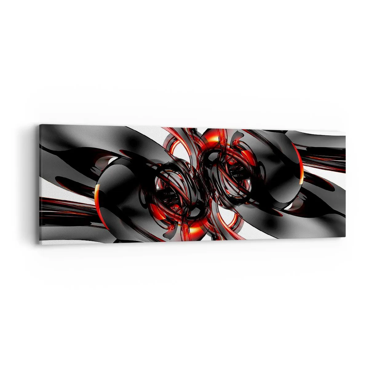 Obraz na plátne - Pohyb v grafitovej a červenej - 90x30 cm