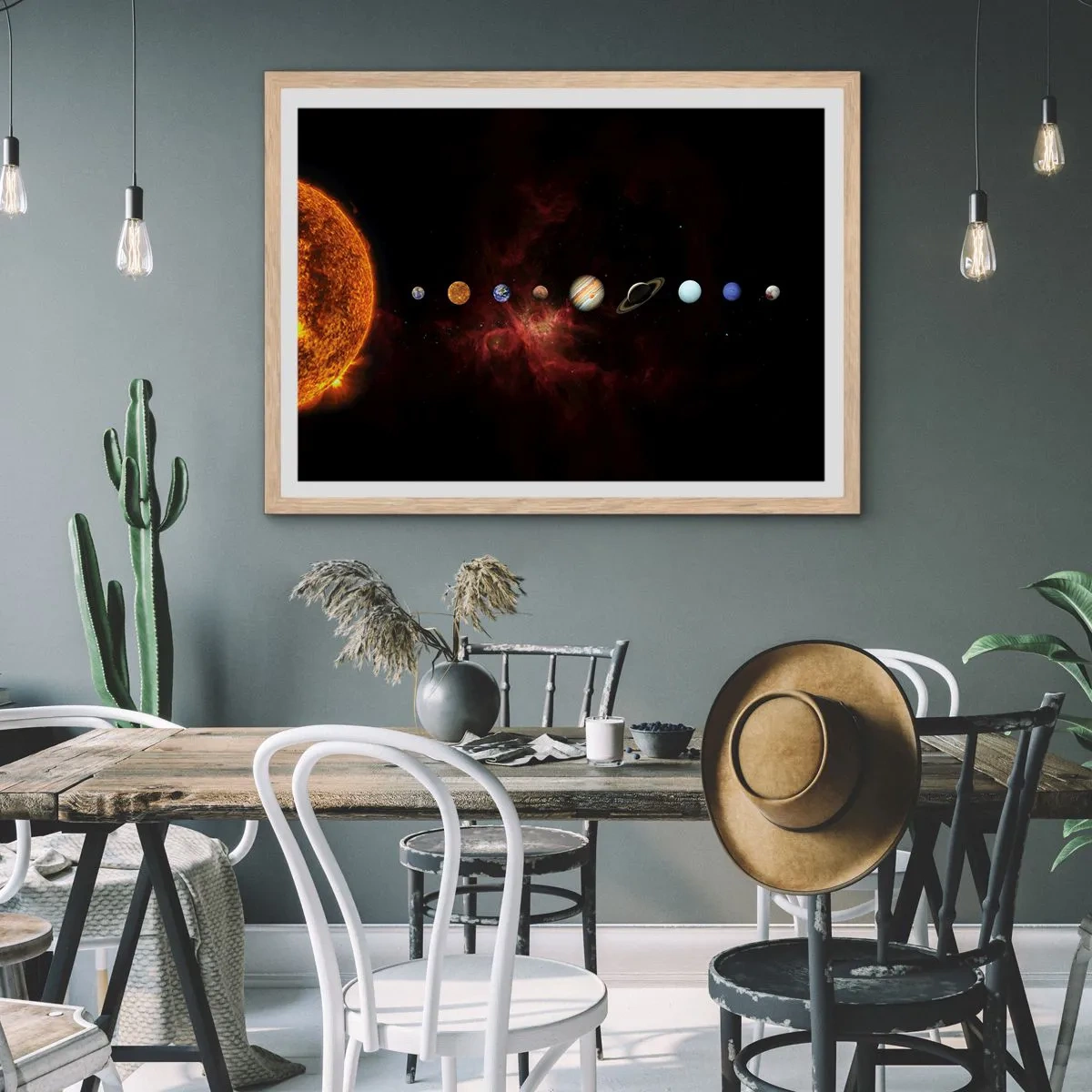 Plagát v ráme zo svetlého duba - Naša štvrť - 50x40 cm