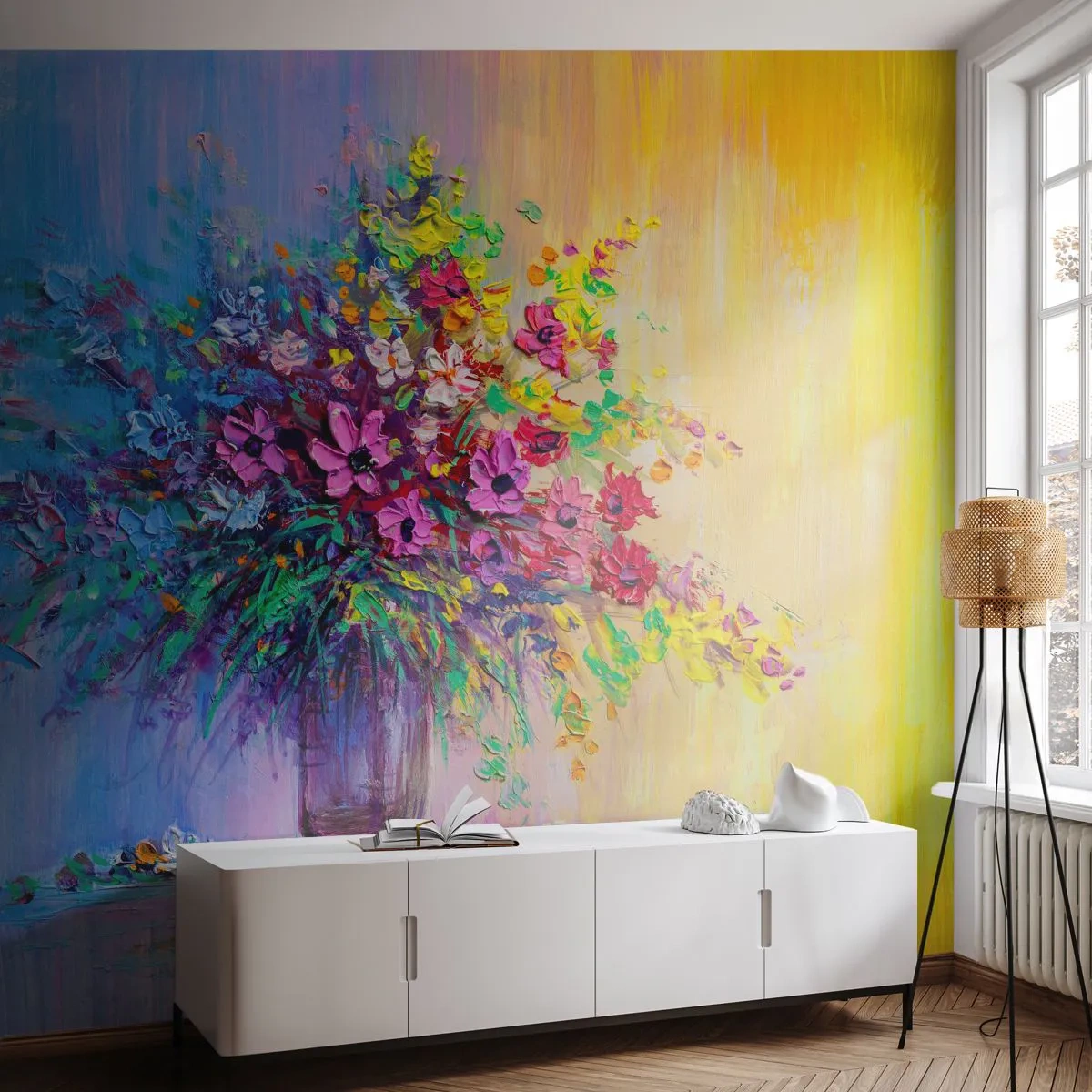 Fototapeta Premium Canvas - Dar letnej lúky - Kvety vo váze, Kus, Kytica kvetov - 250x175 cm