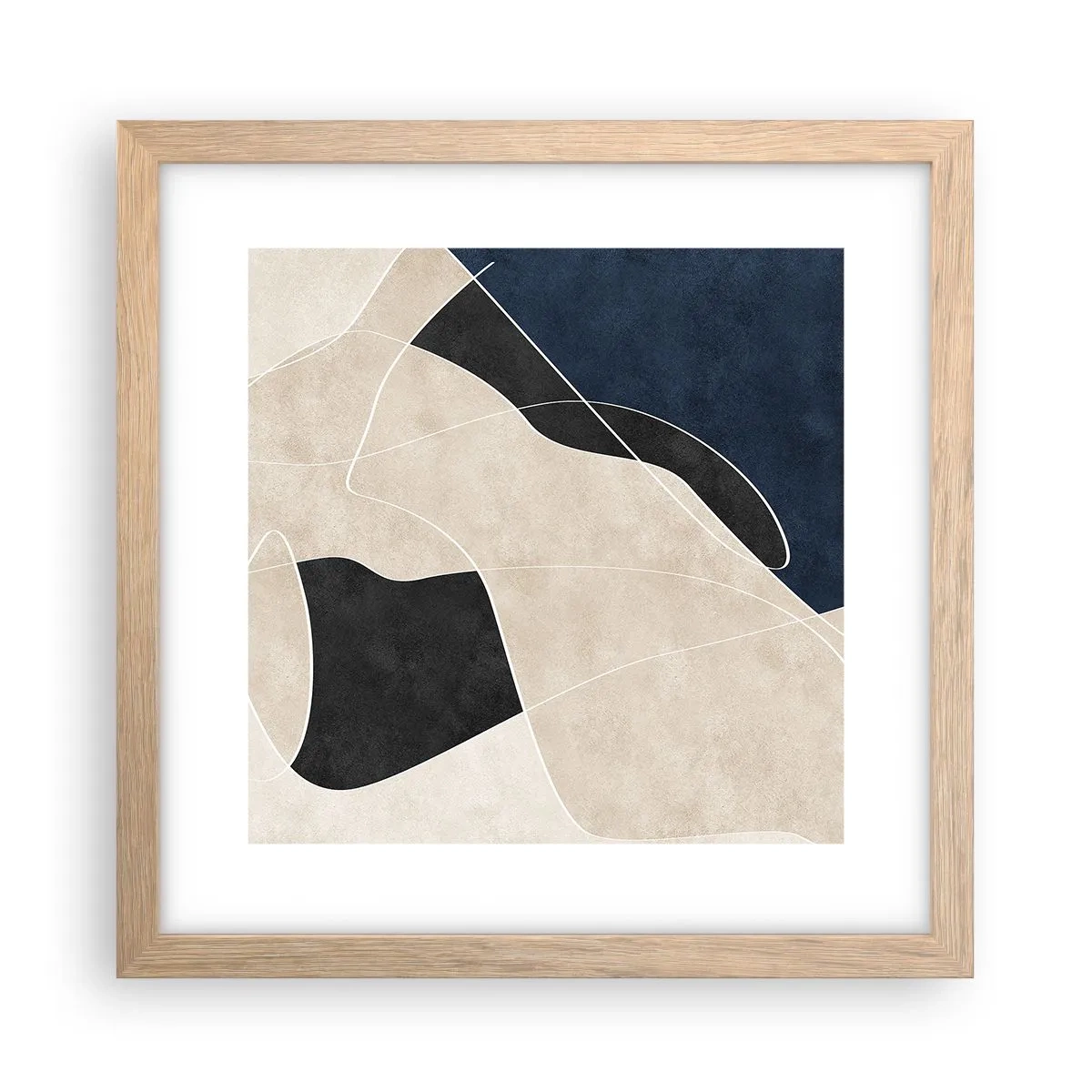 Plagát v ráme zo svetlého duba - Abstraktná kompozícia – kontrast farieb - 30x30 cm