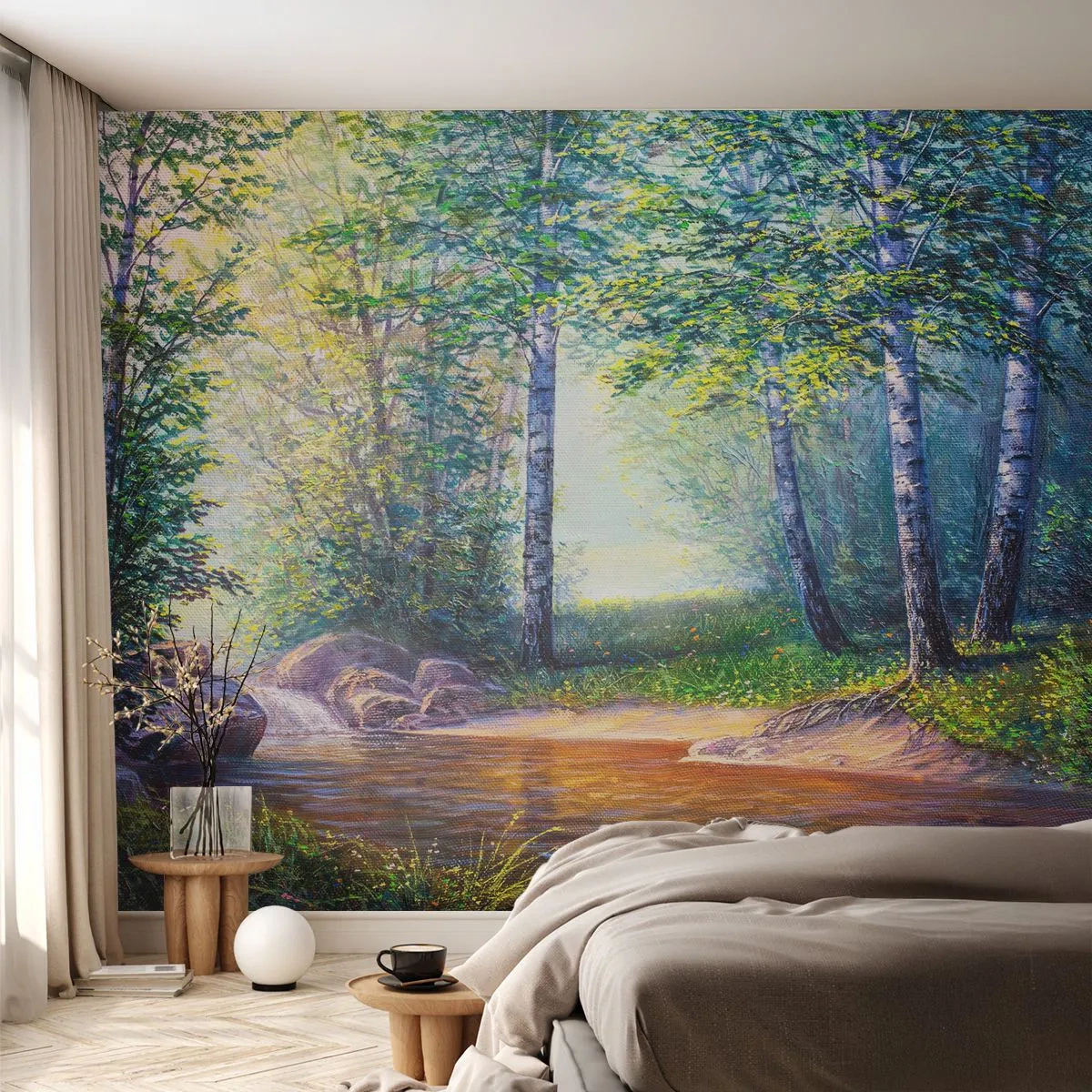 Fototapeta Premium Sand - Idylické prostredie - Krajina, les, Rieka - 100x70 cm