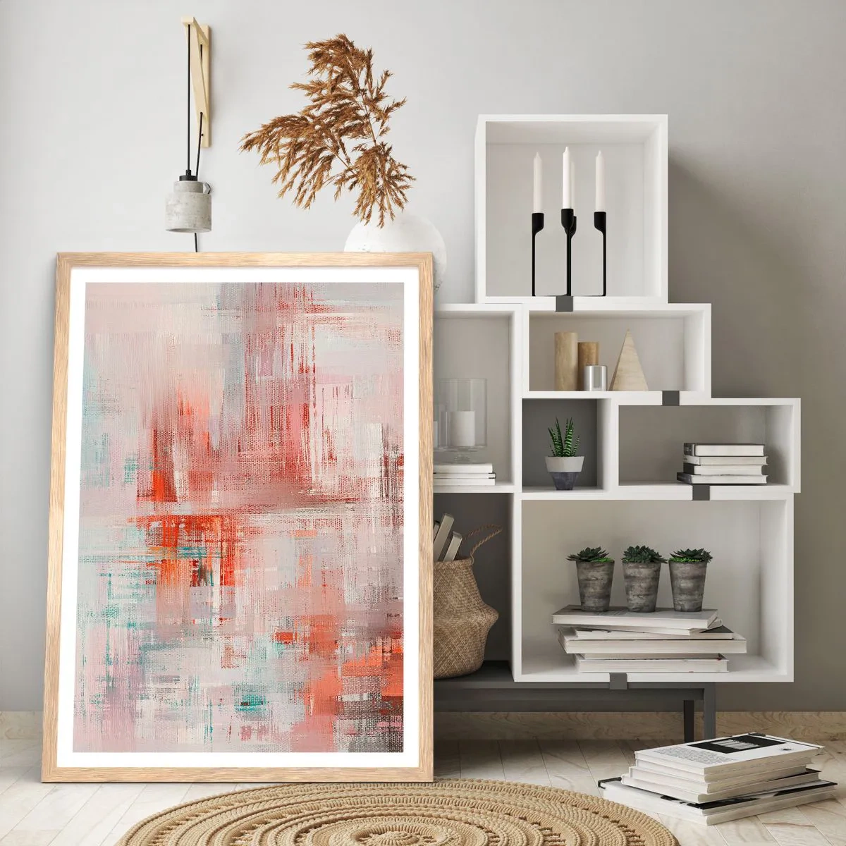 Plagát v ráme zo svetlého duba - Zahmlené. Ale ružové - 61x91 cm