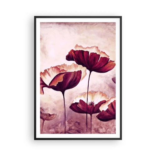 Plagát v čiernom ráme - Červený a biely plátok - 70x100 cm