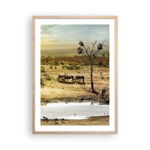 Plagát v ráme zo svetlého duba - „Z raja opäť pramenila rieka…“ - 50x70 cm