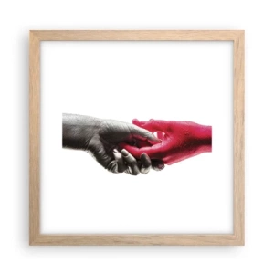 Plagát v ráme zo svetlého duba - Spolu aj keď sme odlišní - 30x30 cm
