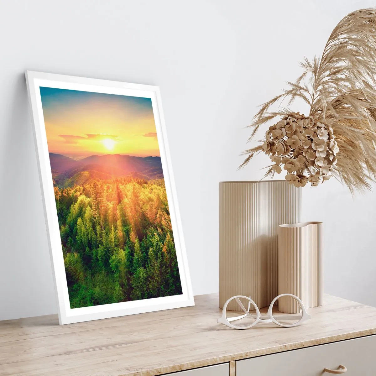 Plagát v bielom ráme - Vrcholky a vrcholy - 61x91 cm