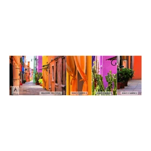 Vzorka samolepiacej fototapety Deluxe Sticker - Dúhová ulička - Mesto, Benátky, Architektúra - 100x30 cm