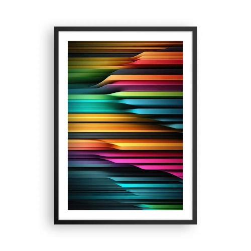 Plagát v čiernom ráme - Farebné pruhy vo futuristickom štýle - 50x70cm - Svetelný organ - Moderná nástenná dekorácia do obývacej izby a spálne ARTTOR