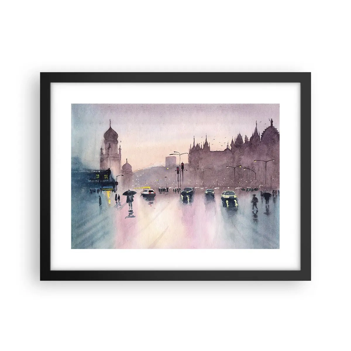 Plagát v čiernom ráme - V daždivom opare - 40x30 cm