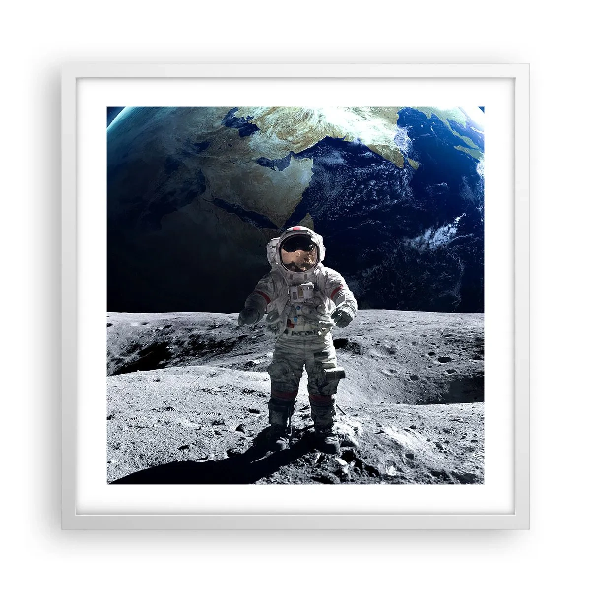 Plagát v bielom ráme - Pozdravy z Mesiaca - 50x50 cm