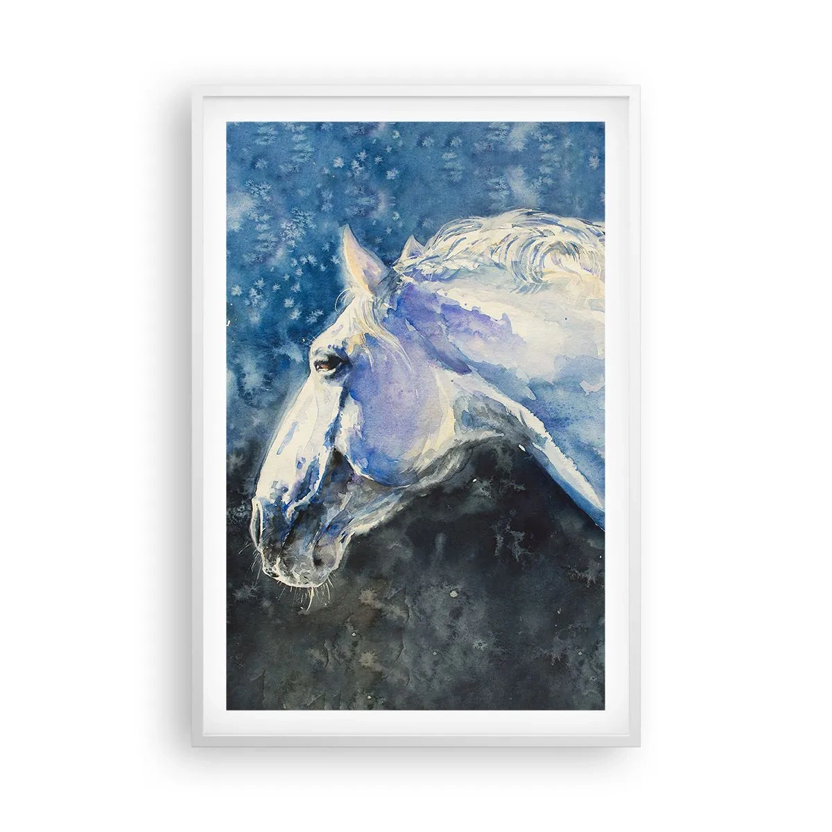 Plagát v bielom ráme - Portrét v modrej žiare - 61x91 cm