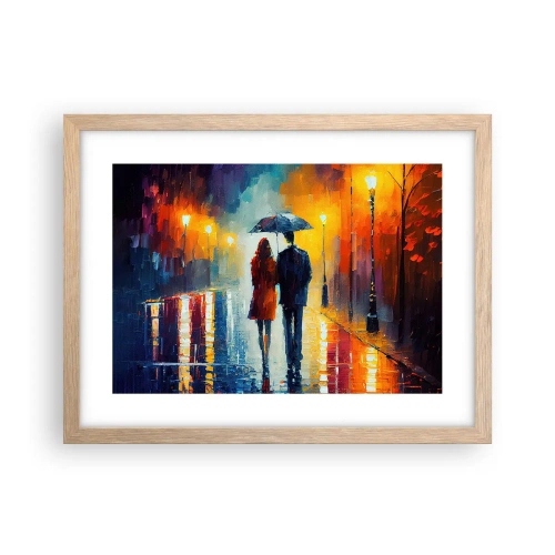Plagát v ráme zo svetlého duba - Spolu – farebná noc - 40x30 cm