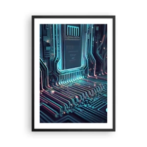 Plagát v čiernom ráme - Futuristická vízia integrovaného obvodu - 50x70cm - Len tak premýšľam… - Moderná nástenná dekorácia do obývacej izby a spálne ARTTOR