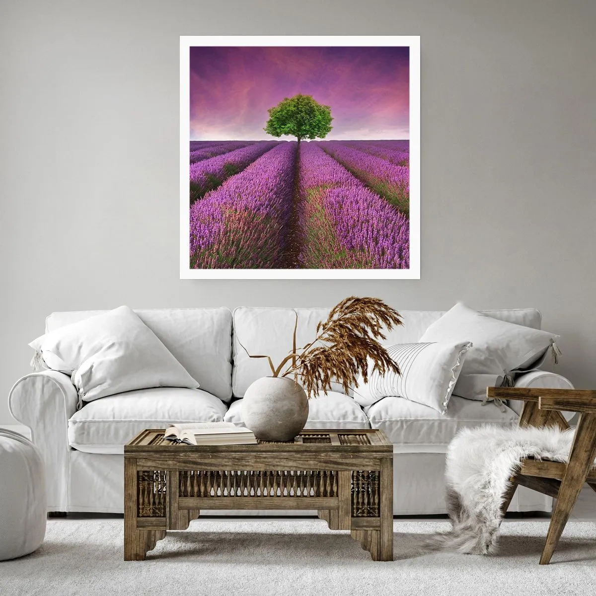Plagát - Na levanduľových poliach - 60x60 cm