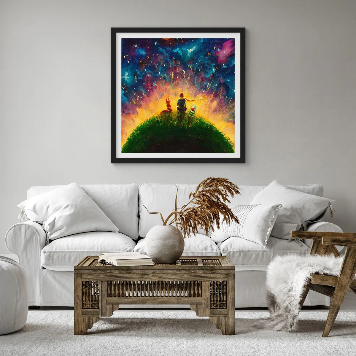 Plagát v čiernom ráme - Láska a priateľstvo - celý svet - 50x50 cm