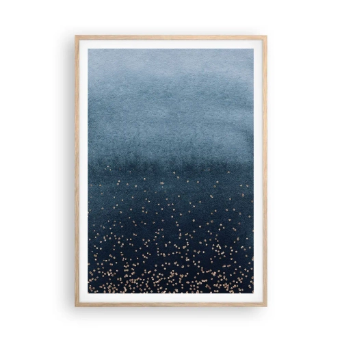 Plagát v ráme zo svetlého duba - Kompozícia – modrej fázy - 70x100 cm