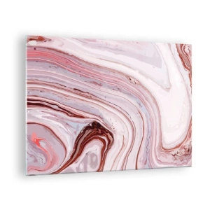 Obraz na skle - Mramorový vzor v odtieňoch ružovej a hnedej - 70x50cm - Rovno, potom vpravo dole - Moderná nástenná dekorácia do obývacej izby a spálne ARTTOR