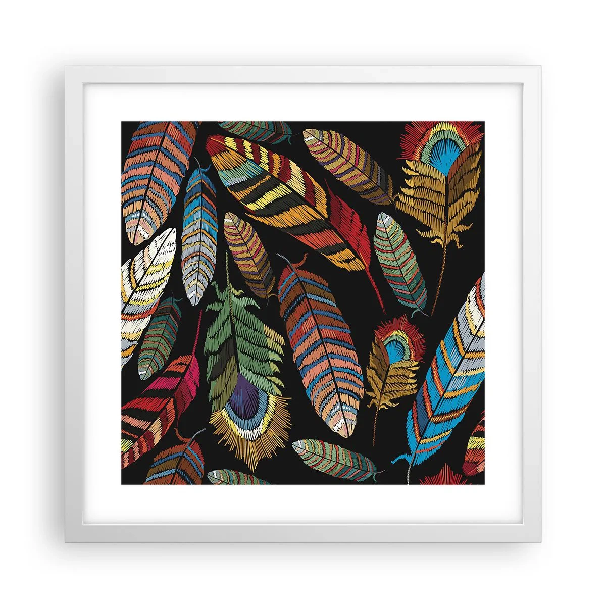 Plagát v bielom ráme - Vtáčí karneval - 40x40 cm