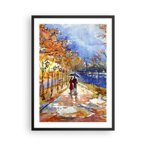 Plagát v čiernom ráme - Prechádzka v daždi medzi jesennými farbami - 50x70cm - Spoločne k hranici času - Moderná nástenná dekorácia do obývacej izby a spálne ARTTOR