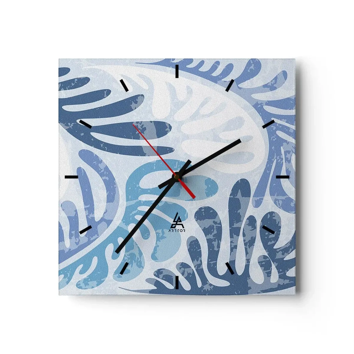 Nástenné hodiny - Modré papradie - 40x40 cm
