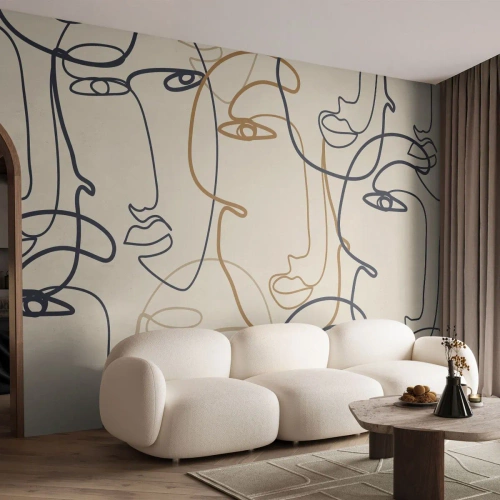 Fototapeta Standard Eco - Obrysové plochy nakreslené jednou čiarou - 100x70cm - Portrét znásobený - Moderná nástenná dekorácia do obývacej izby a spálne ARTTOR