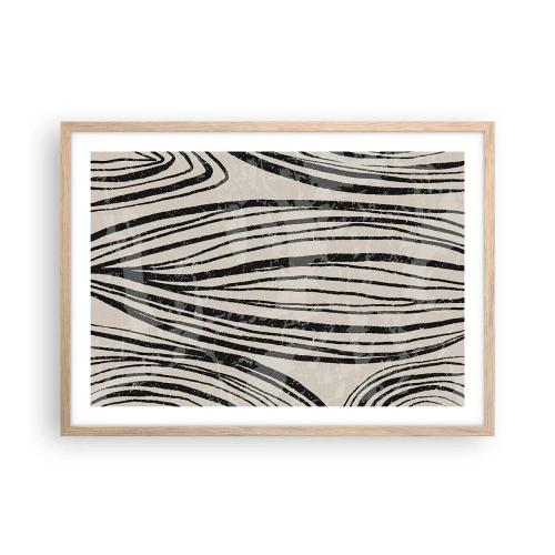 Plagát v ráme zo svetlého duba - Močiar s líniami - 70x50 cm