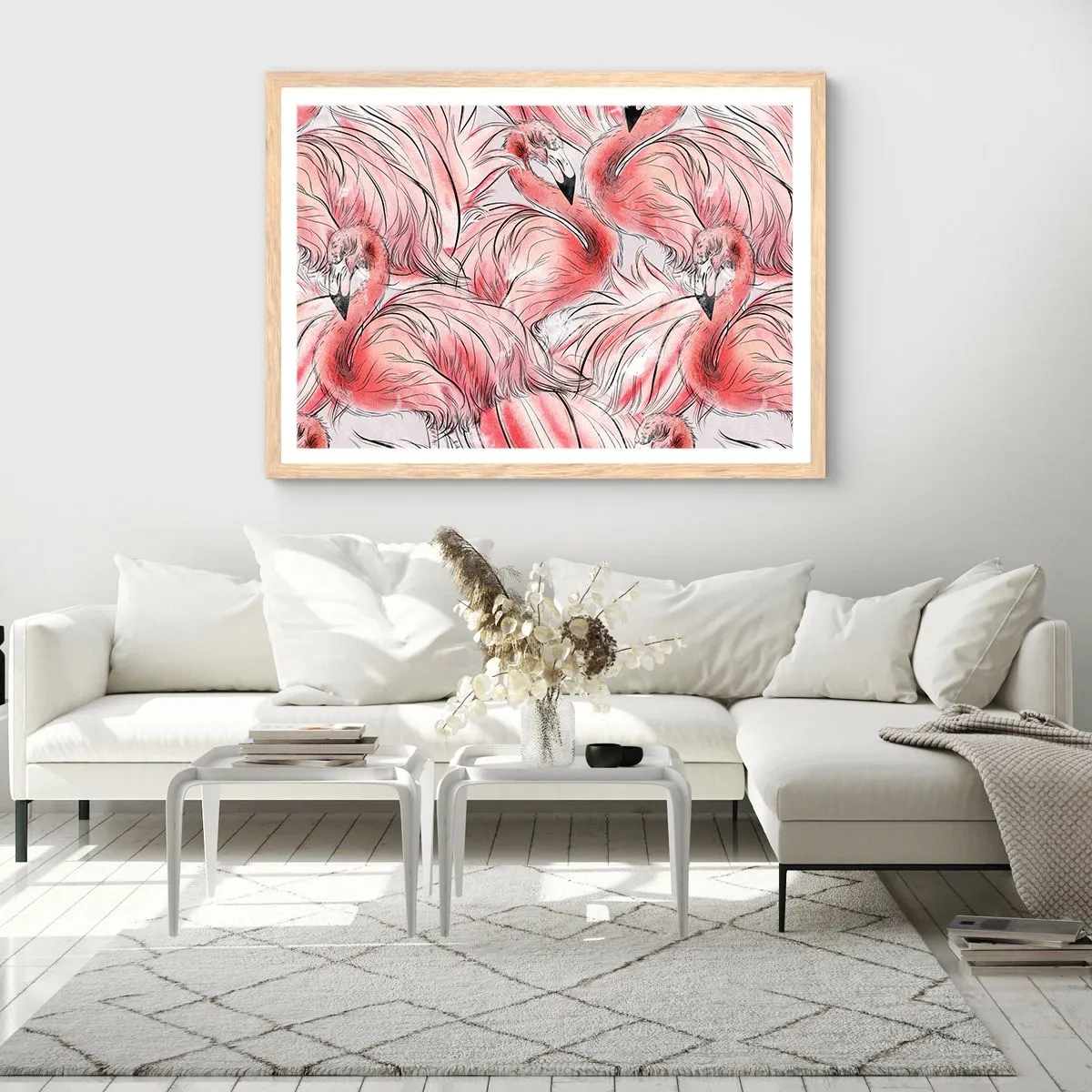 Plagát v ráme zo svetlého duba - Vtáči corps de ballet - 50x40 cm