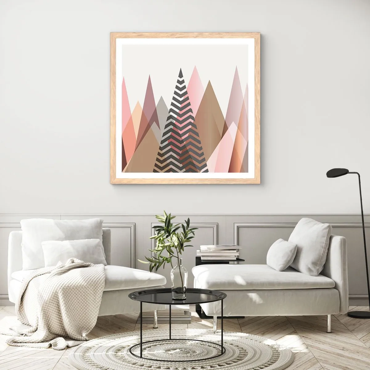 Plagát v ráme zo svetlého duba - Pyramidálny pohľad - 50x50 cm
