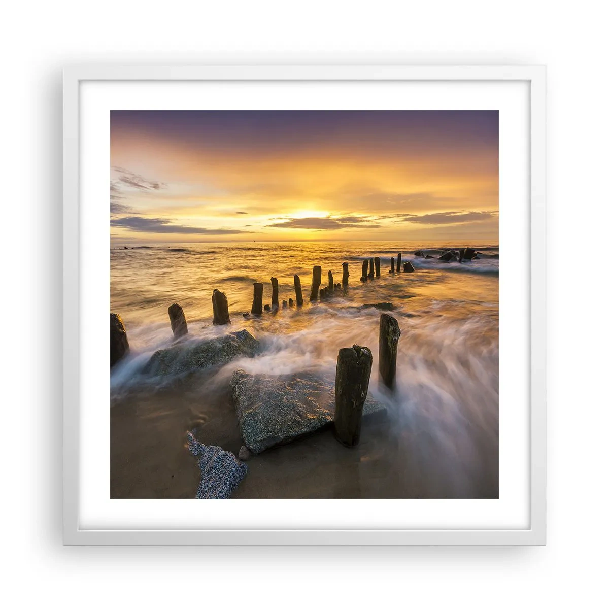 Plagát v bielom ráme - Drsná krása Baltského mora - 50x50 cm